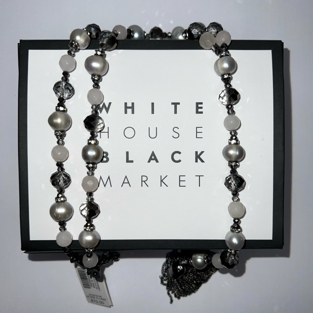 WHBM Mixed Bead Tassel Necklace